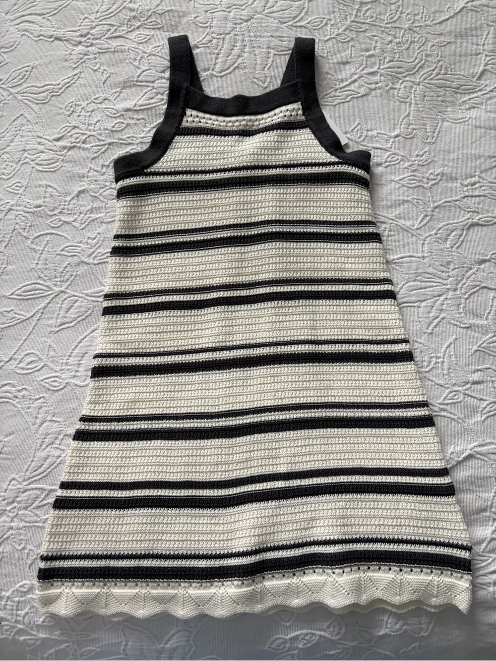 H&M girls 3/4T Sleeveless Striped Crochet Mini Dress - Black & White new